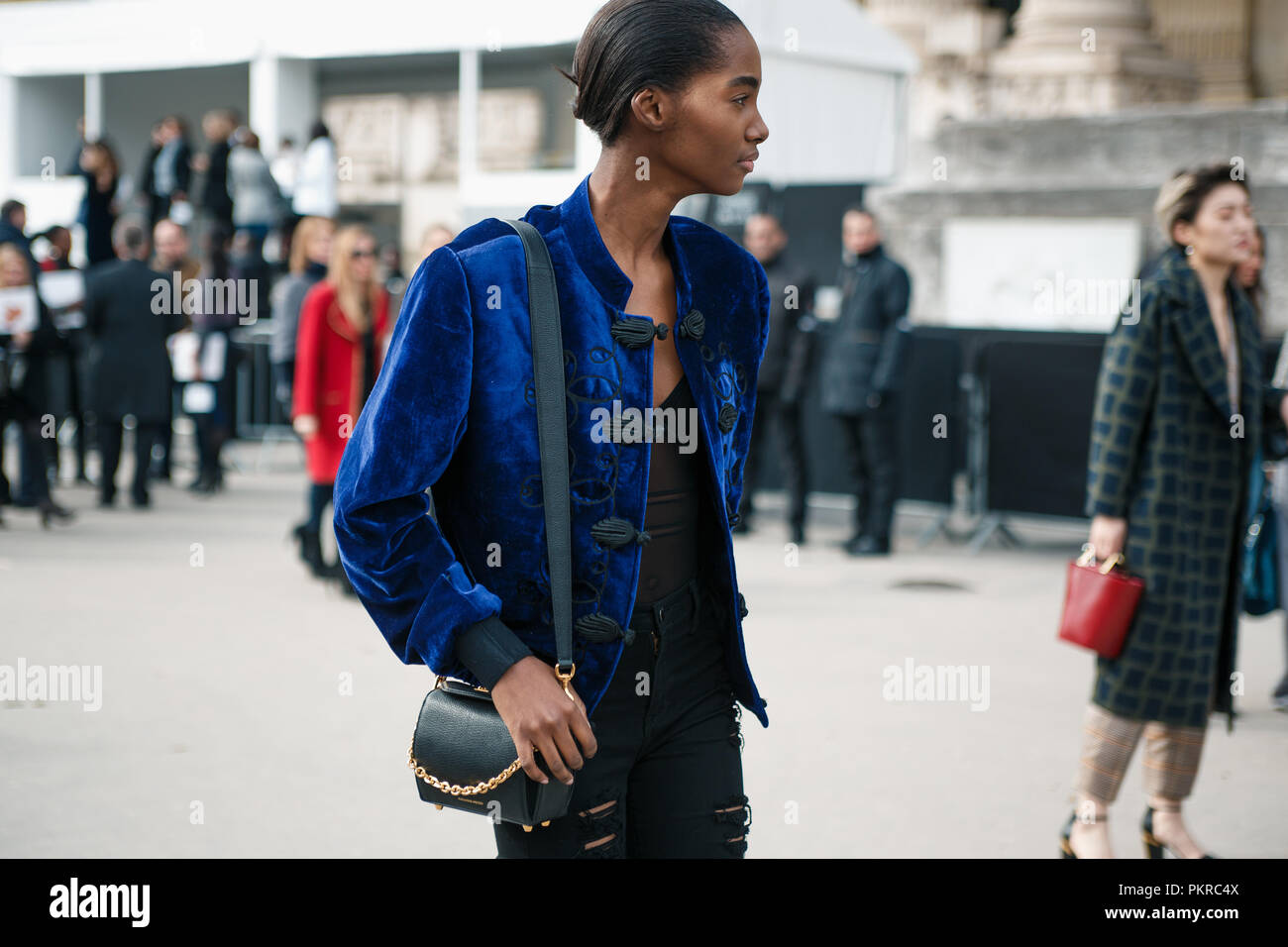 Paris, France - March 5, 2019: Street style outfit - Camila Coelho before a  fashion show during Paris Fashion Week - PFWFW19 Stock Photo - Alamy