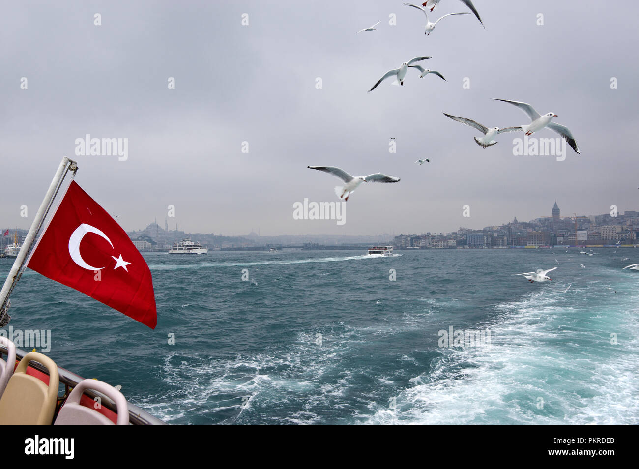 Crossing the Bosphorus Straight, Istanbul, Turkey Stock Photo