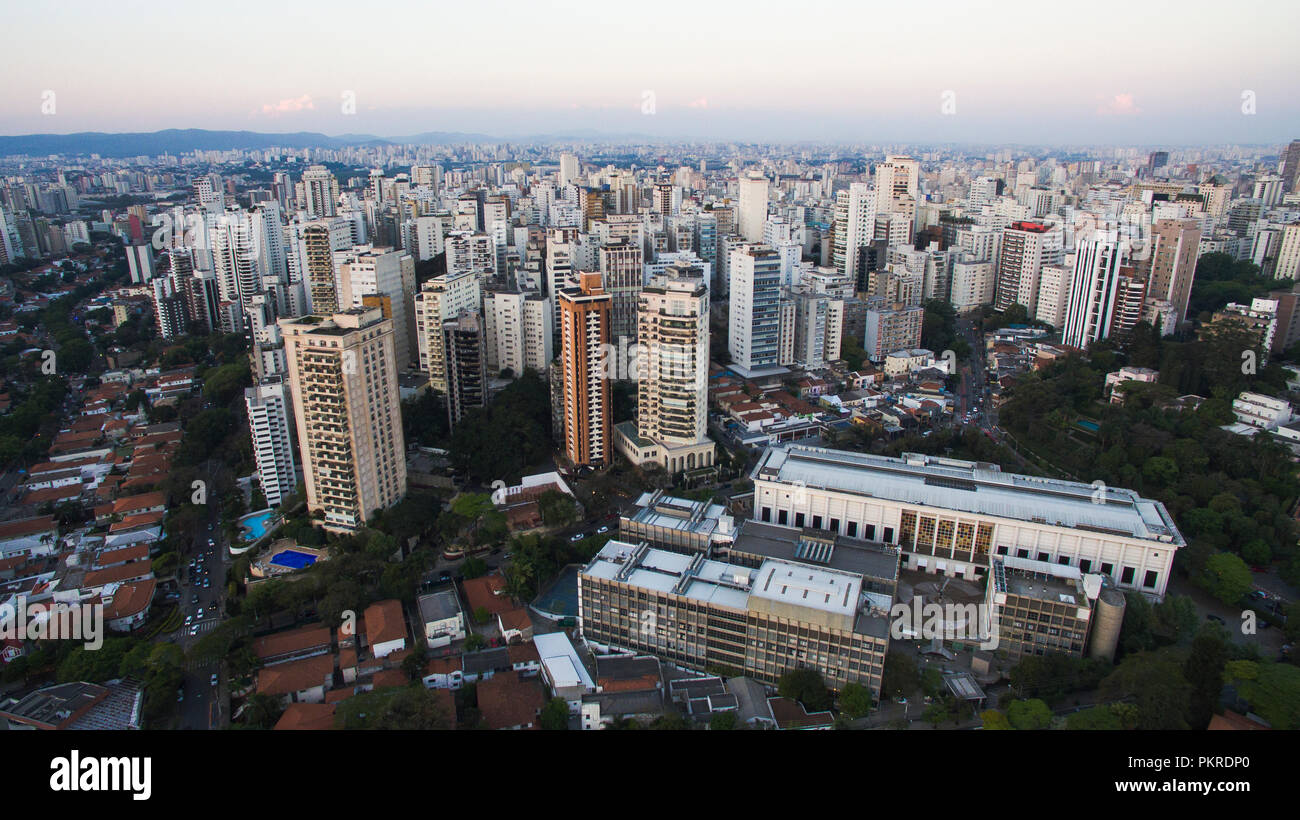 View of the city of São Paulo from above, buildings, and houses. South America Brazil. Stock Photo