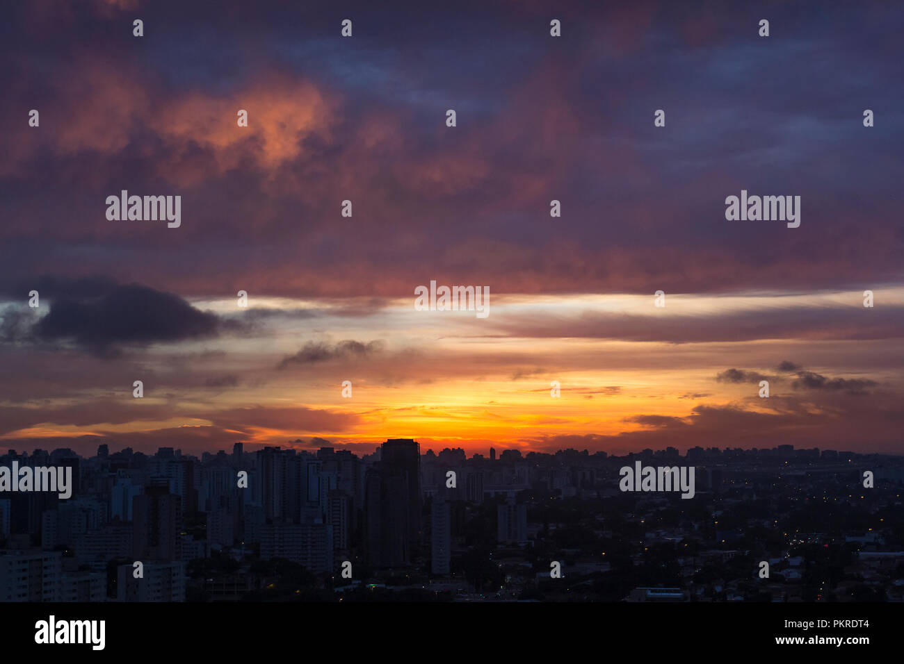 Clouds in sunset with fire color. Dramatic sunset like fire in the sky ...