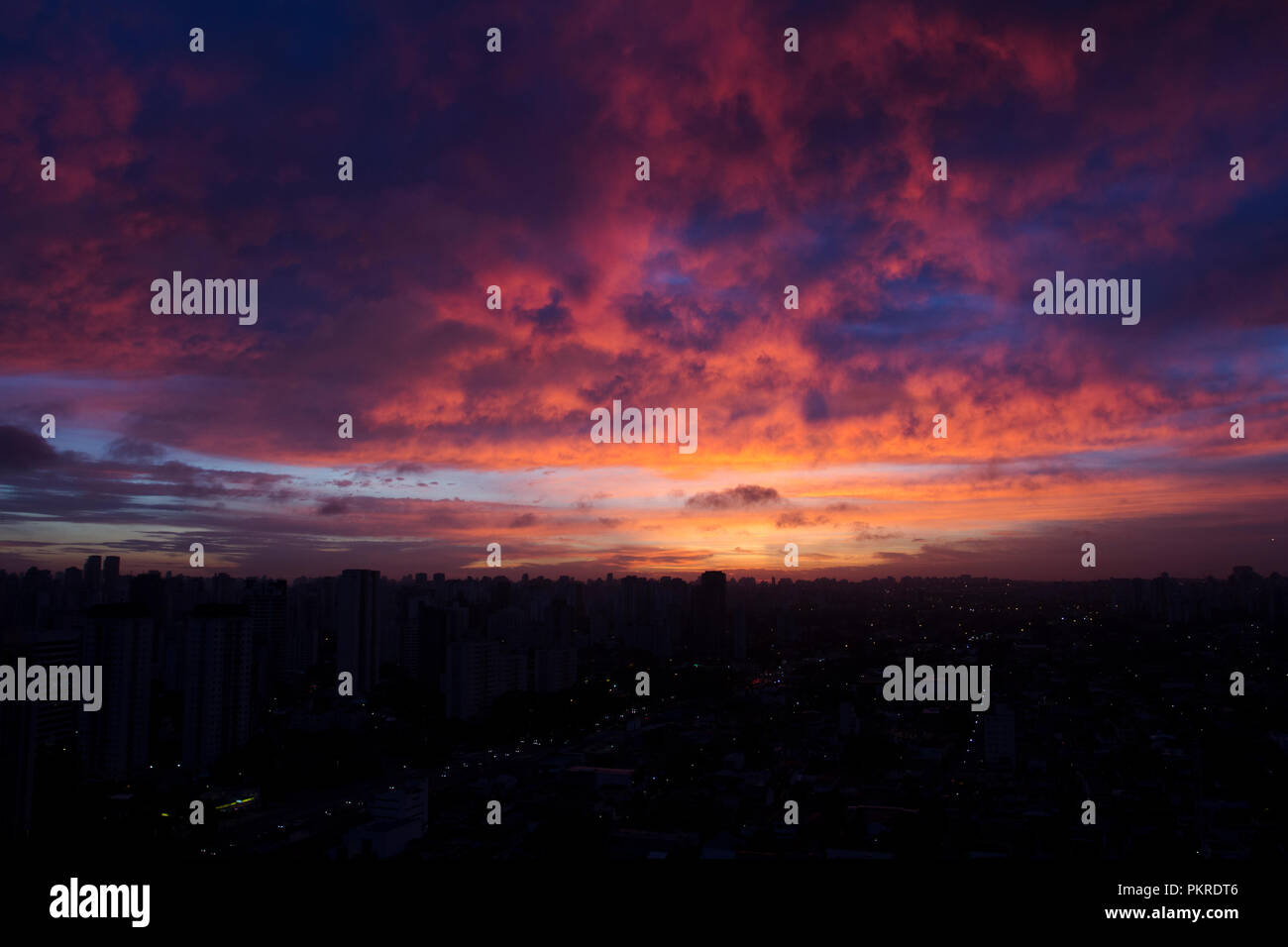 Clouds in sunset with fire color. Dramatic sunset like fire in the sky ...