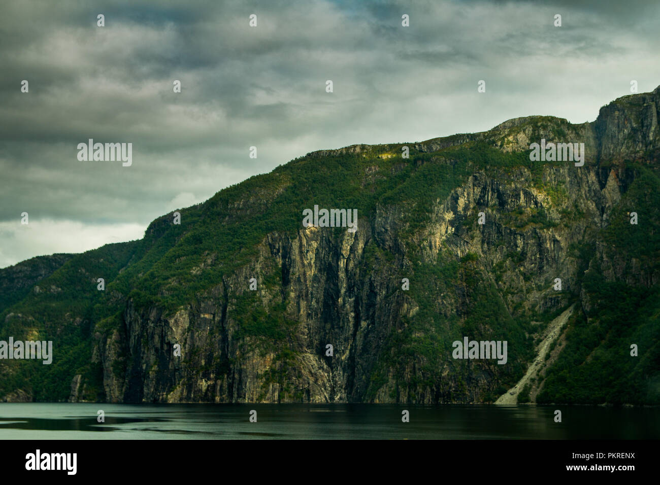 looking into deep and narrow norway fjords Stock Photo Alamy