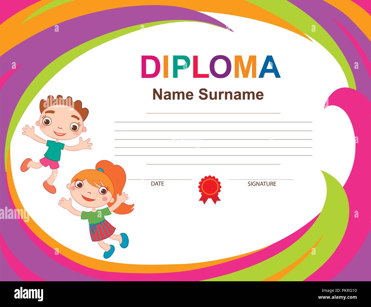 Kids Diploma Certificate Background Design Template Banner Stock Vector Image Art Alamy