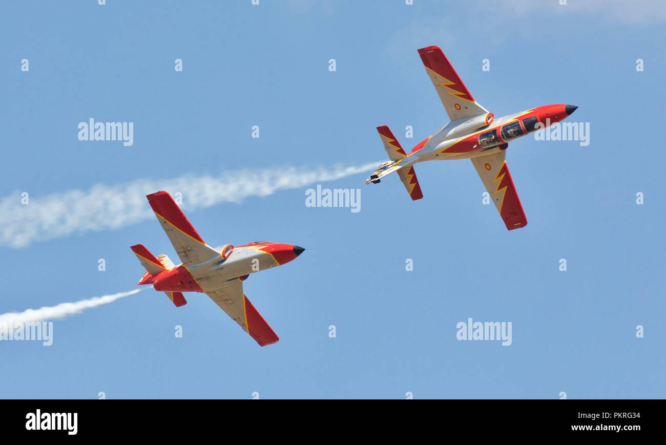 2 Spanish Built Casa C 101 Aviojets Of The Patrulla Aguila Aerobatic Display Team Flying At The 18 Royal International Air Tattoo Stock Photo Alamy 2 Spanish Built Casa C 101 Aviojets Of The Patrulla Aguila Aerobatic Display Team Flying At The 18 Royal International Air Tattoo Stock Photo Alamy
