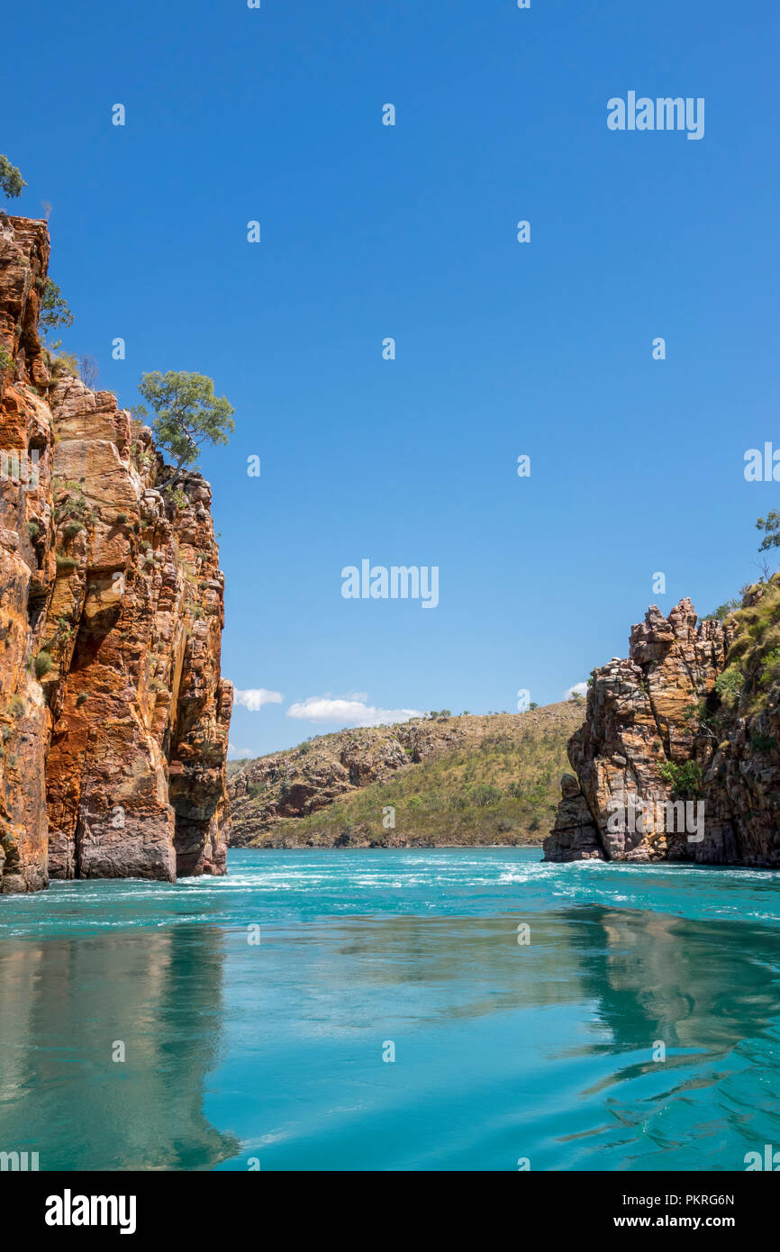 Zodiac cruising around Talbot Bay, Kimberley, Western Australia Stock Photo