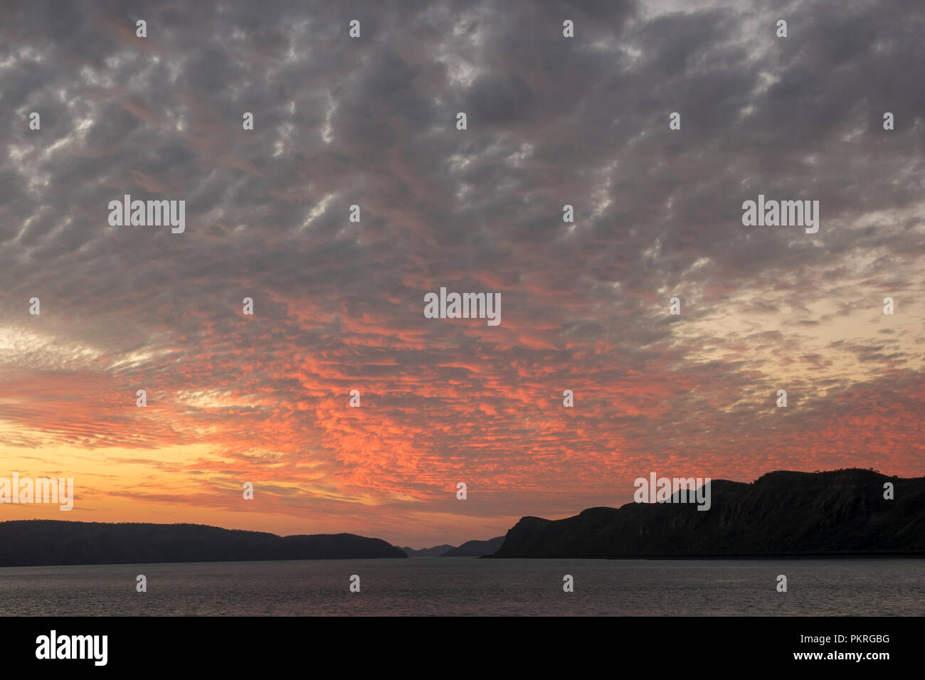 Altocumulus clouds at sunset, Talbot Bay, Western Australia Stock Photo ...