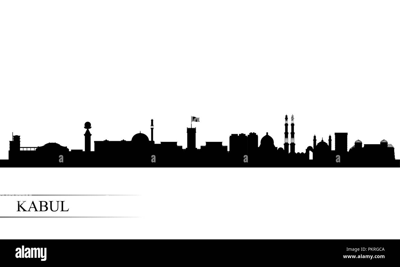 Kabul city skyline silhouette background, vector illustration Stock Vector