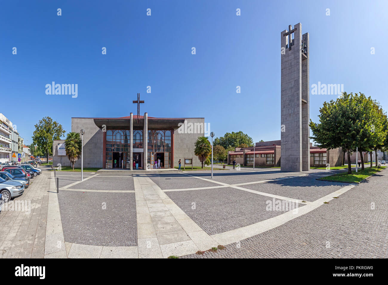 Vila Nova de Famalicao, Portugal - September 06, 2017: Saint Adrian Mother Church. Nova Igreja Matriz de Santo Adriao. Stock Photo