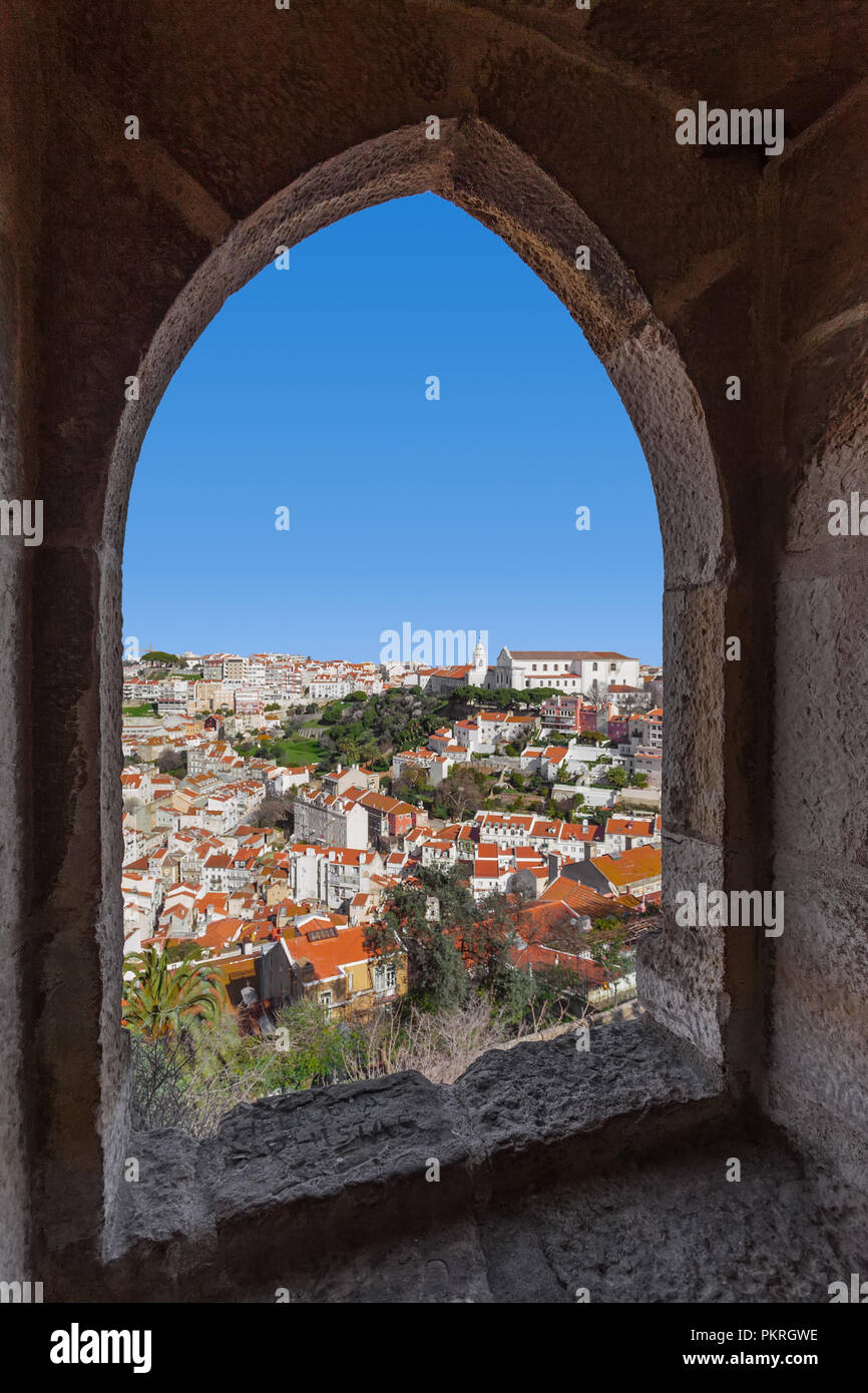Lisbon, Portugal. The Mouraria and Graca Historical Districts and the