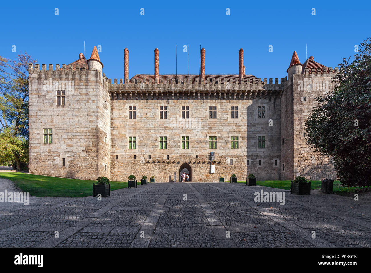 Guimaraes, Portugal - October 13, 2017: Palace of the Duques of Braganca, a medieval palace and museum in Guimaraes, Portugal - Unesco World Heritage  Stock Photo
