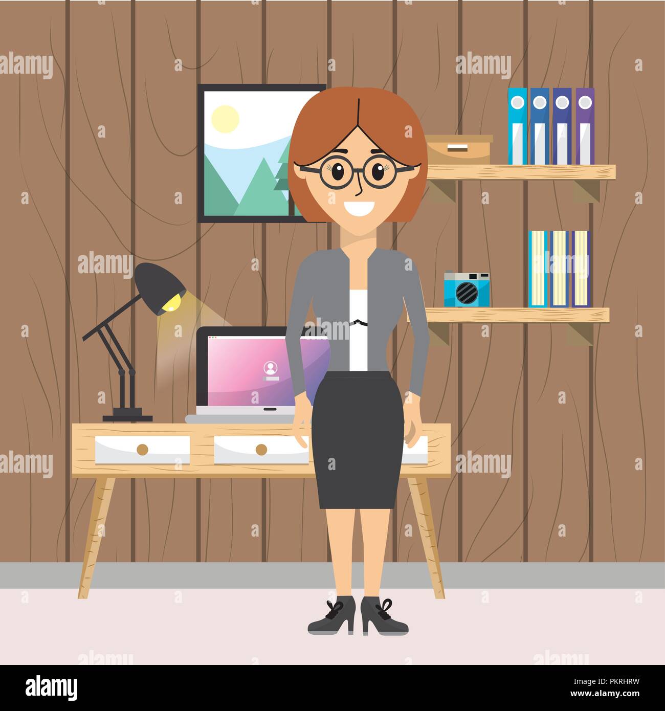 Woman at office Stock Vector