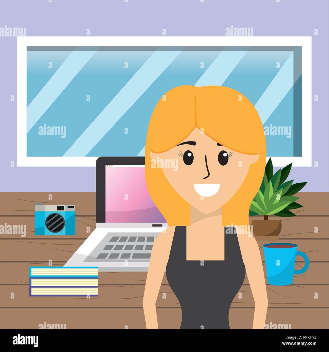 Woman at office Stock Vector