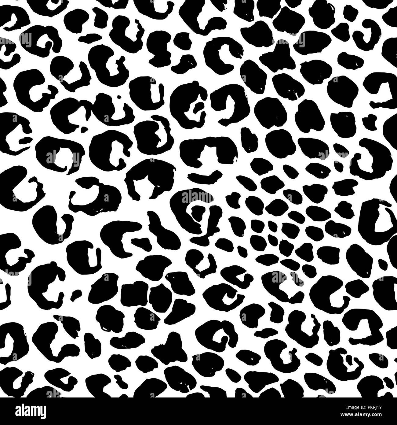 Vector illustration leopard print seamless pattern. Black and white ...