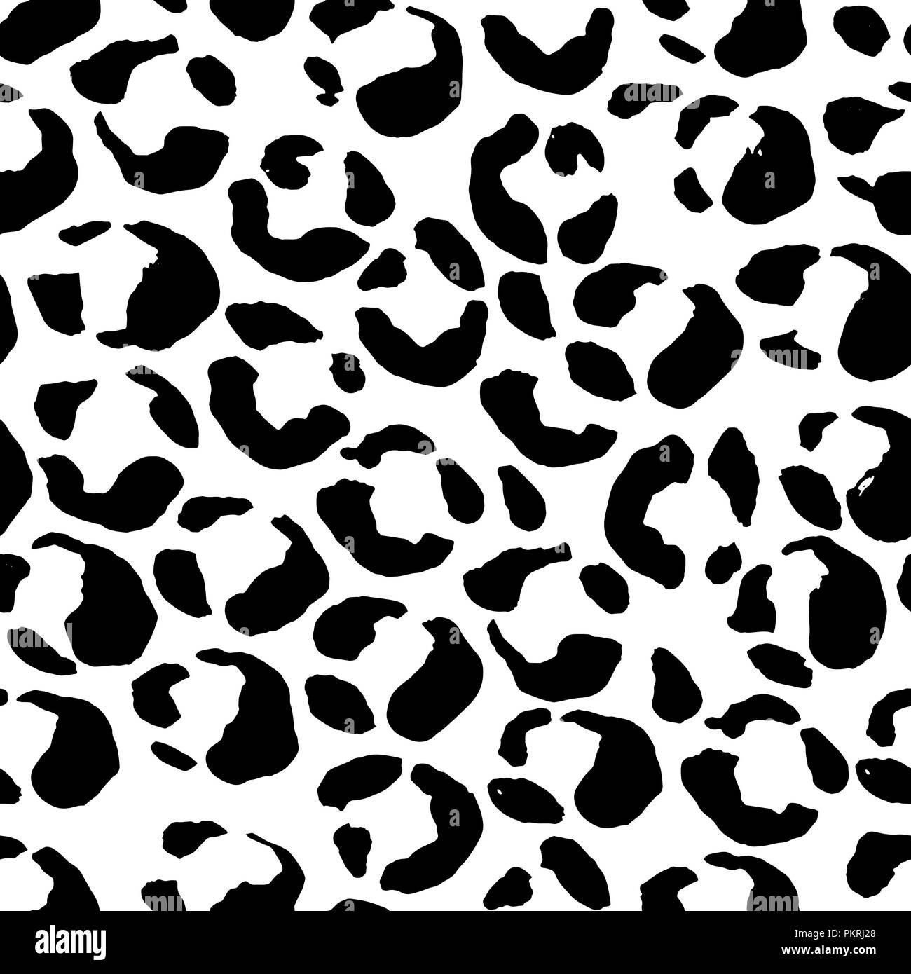 Leopard print. Black and white seamless pattern. Vector illustration  background Stock Vector