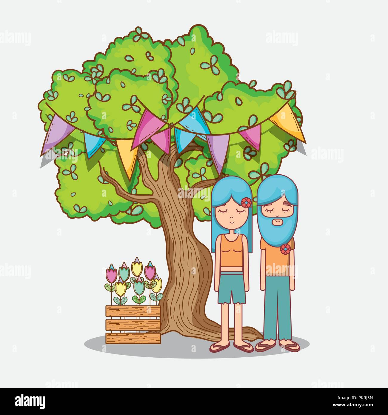 Hippie couple at nature Stock Vector Image & Art - Alamy