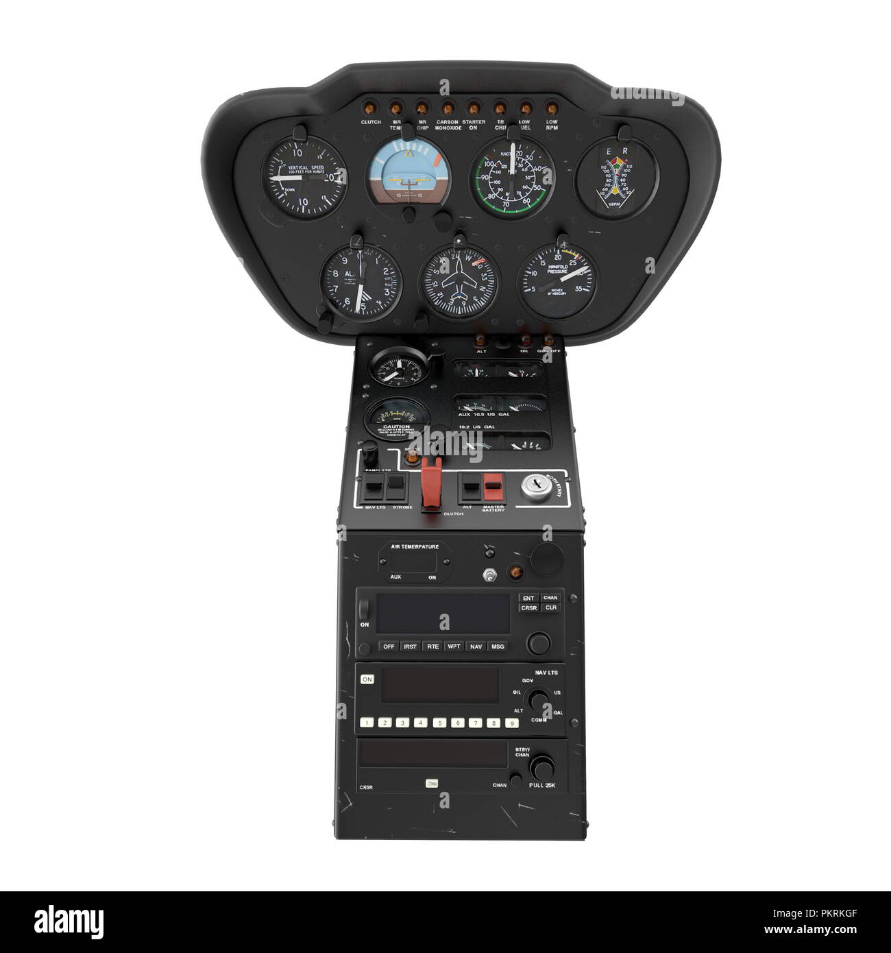 Helicopter Control Panel on white. 3D illustration Stock Photo