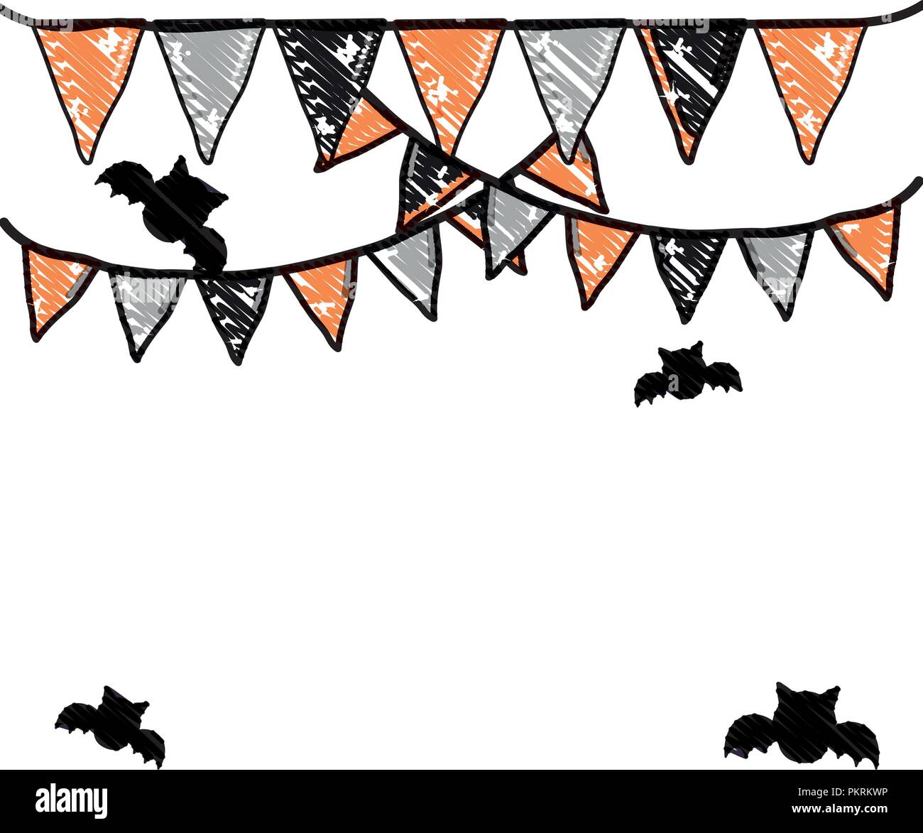 grated halloween party flags decoration and bats Stock Vector Image