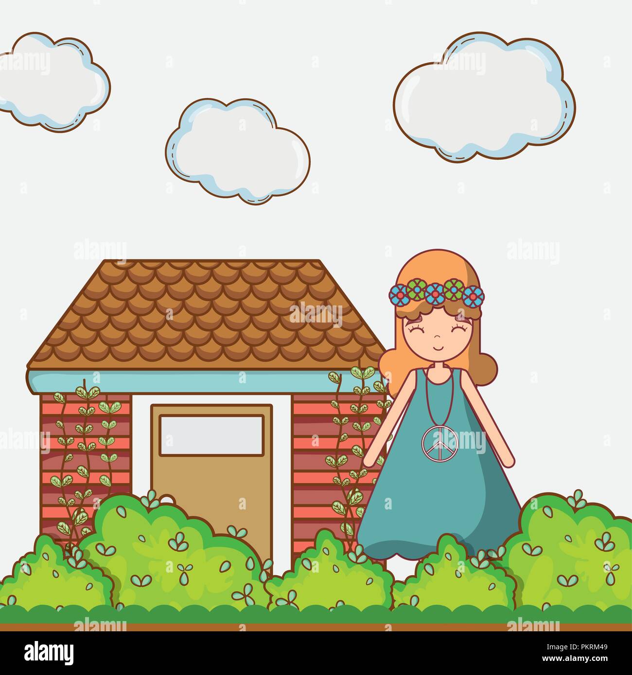 Hippies Woman Cartoon Stock Vector Image Art Alamy
