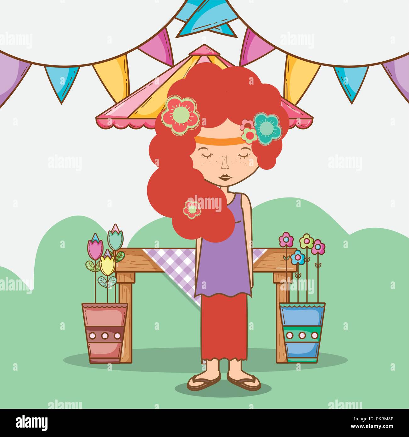 Hippies woman cartoon Stock Vector