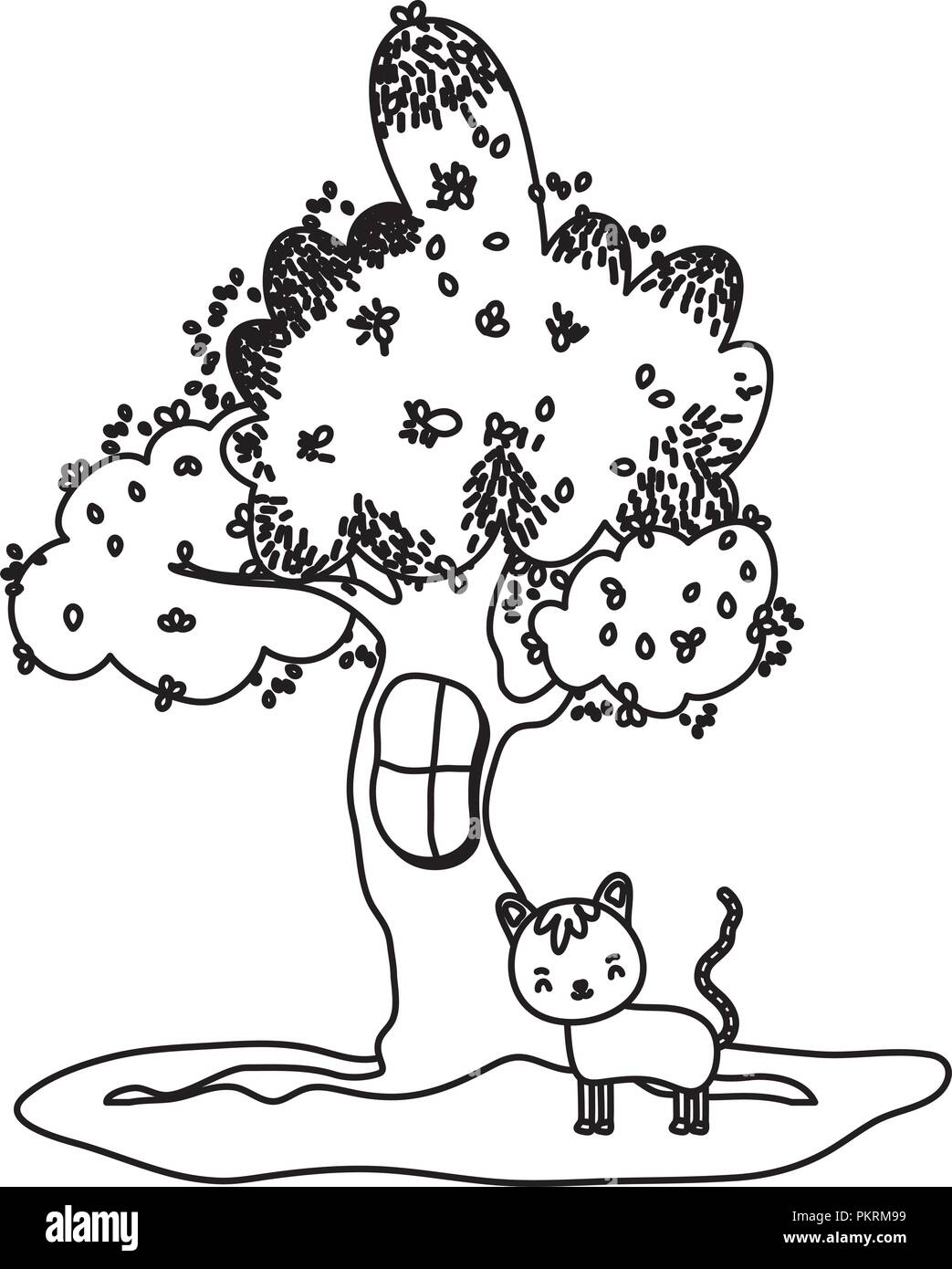 cat and the tree