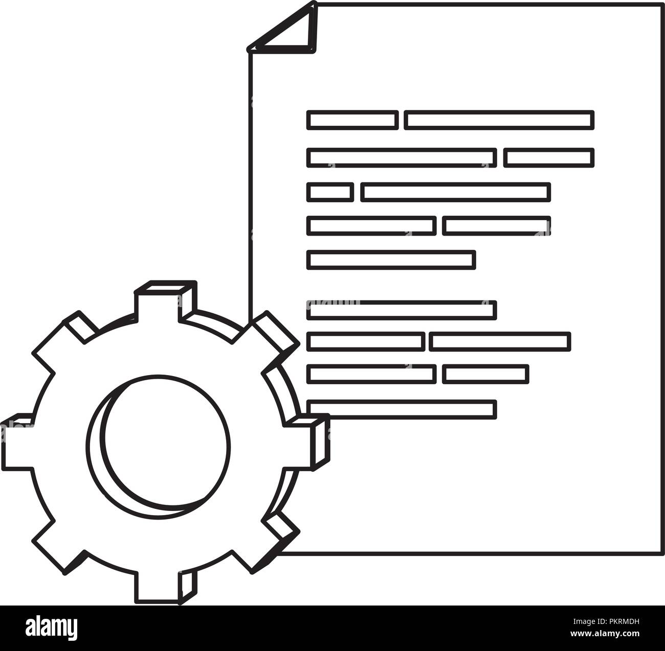outline document with programming code and industry gear Stock Vector ...
