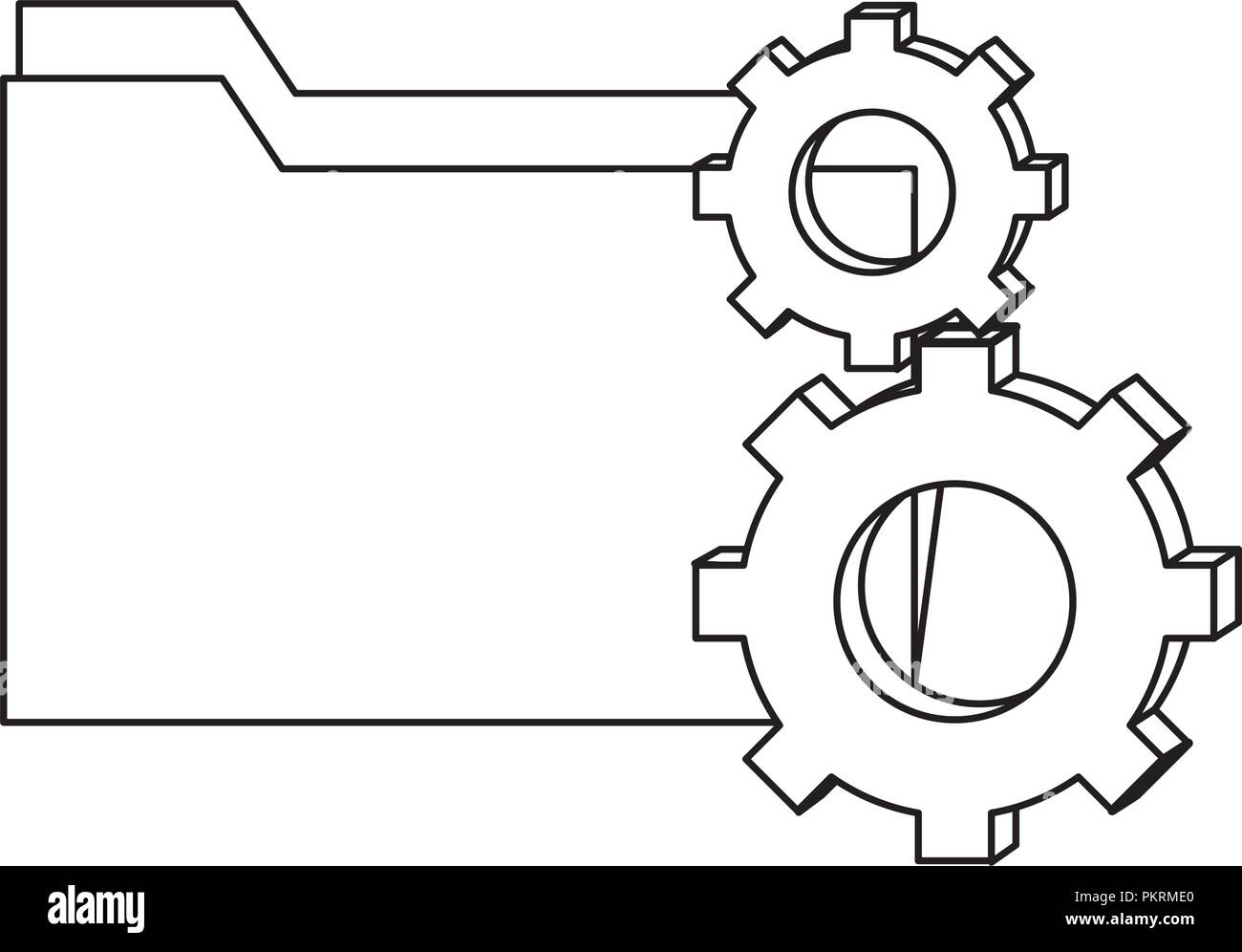 outline folder file and industry gears process Stock Vector