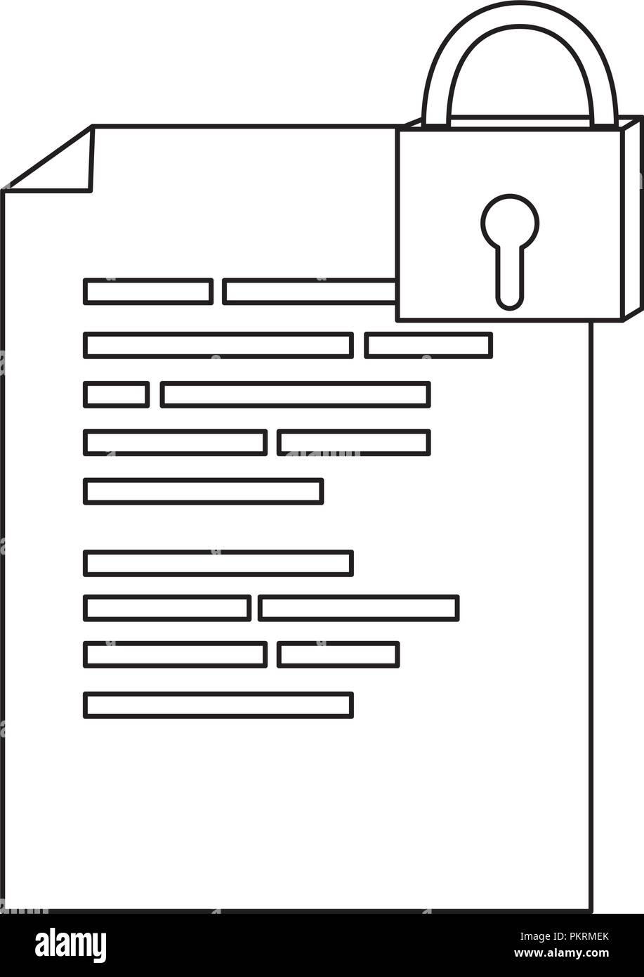 outline document with program code and closed padlock Stock Vector ...