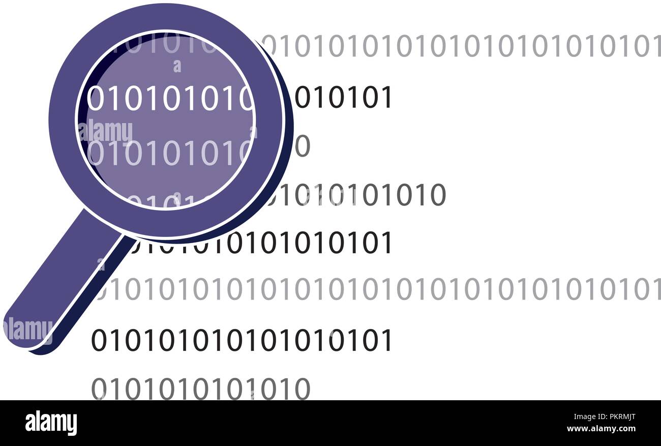 magnifying glass programming code technology Stock Vector