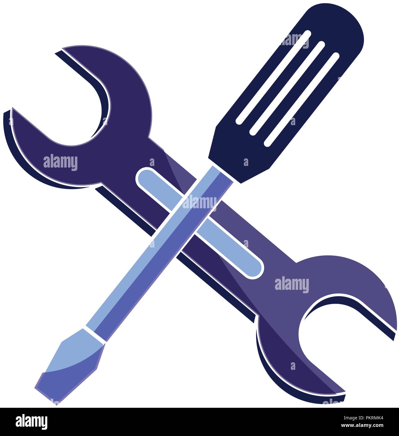 industry screwdriver and wrench equipments repair Stock Vector