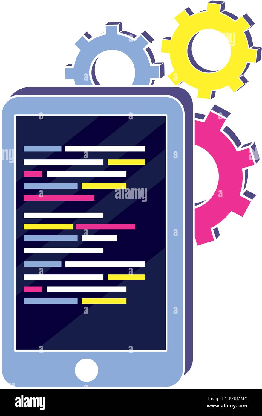 smartphone with data code and industry gears Stock Vector Image & Art ...