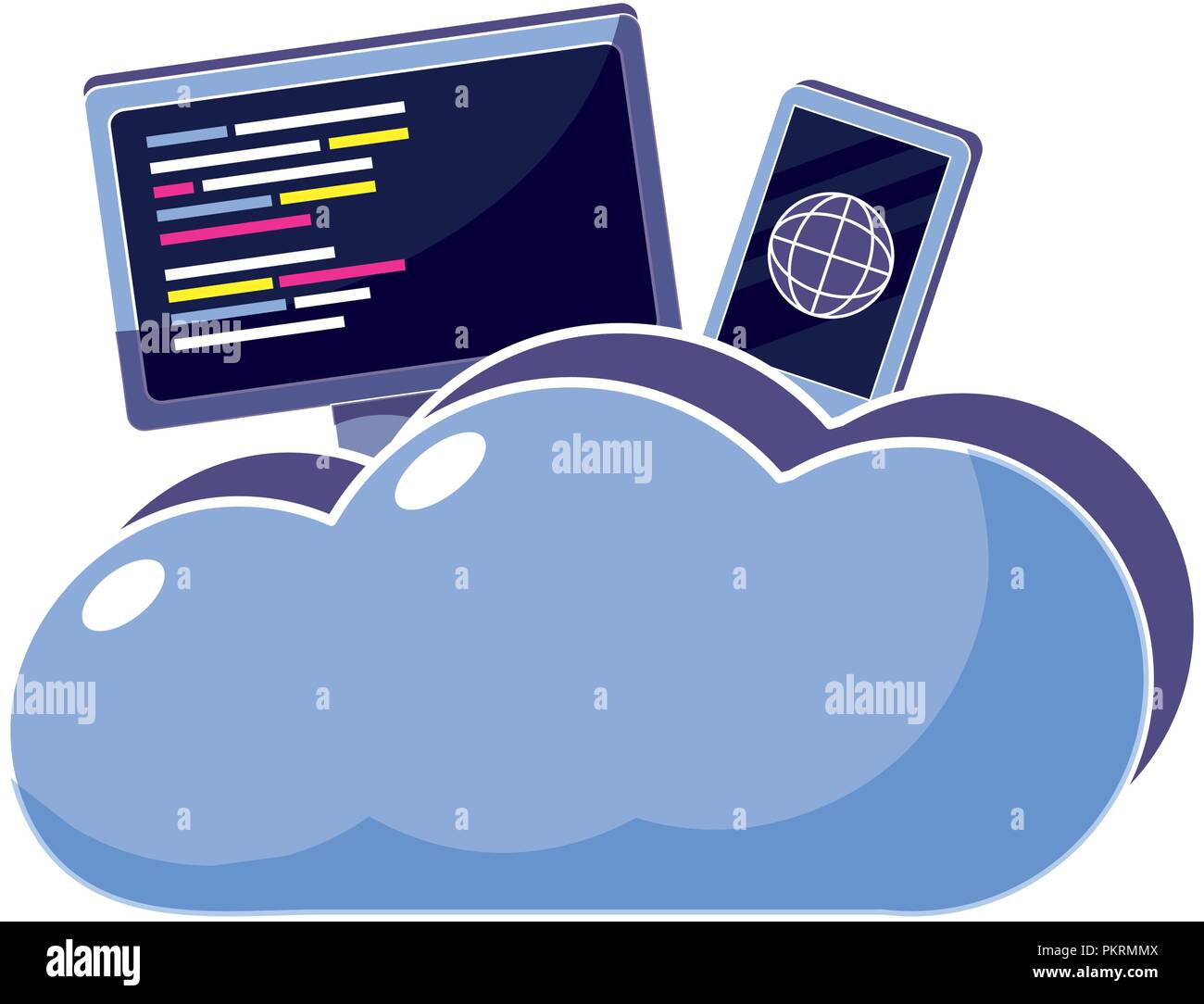 computer and smartphone with cloud data center Stock Vector Image & Art ...