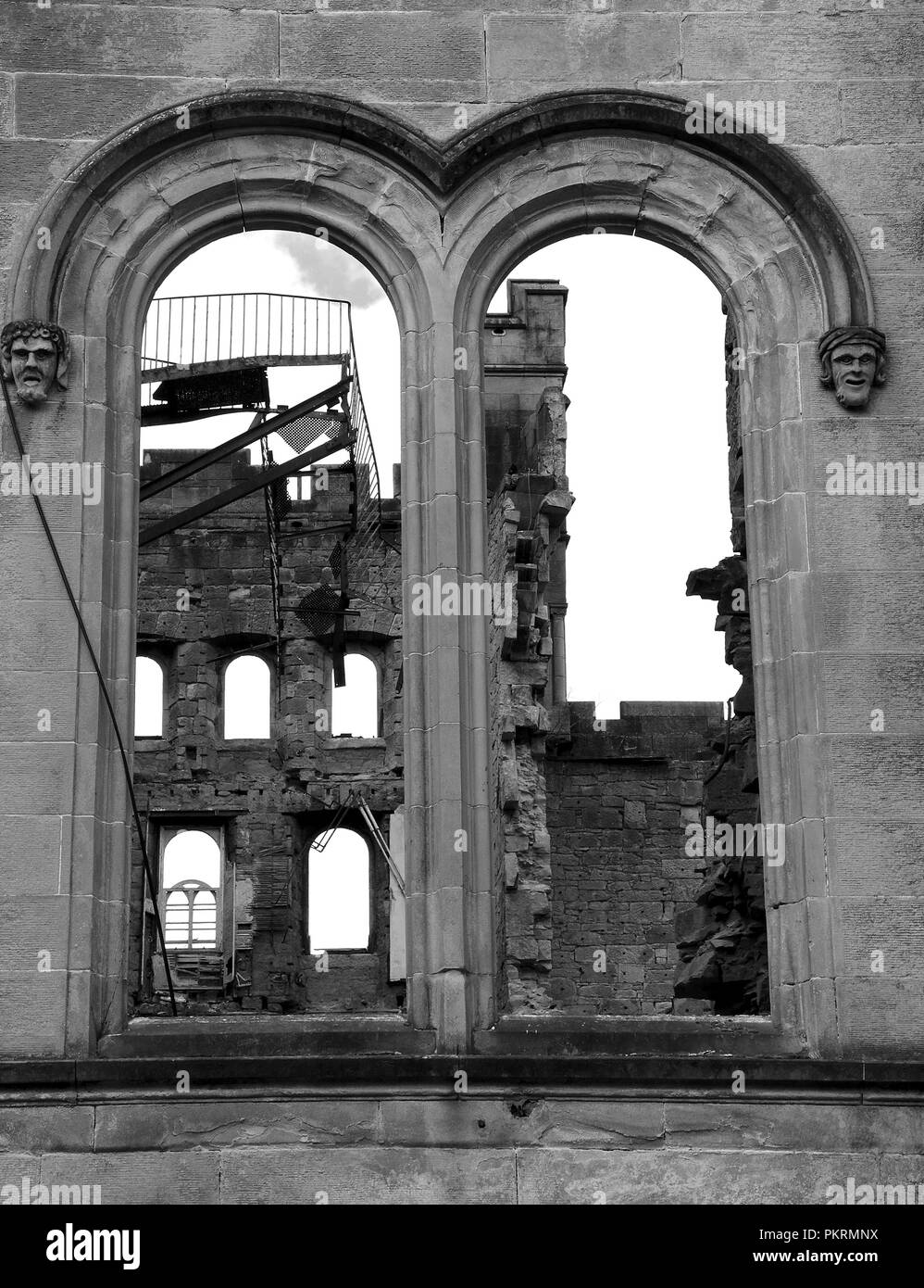 EAST DUNBARTONSHIRE, SCOTLAND -APRIL 3RD 2013: Old windows at Lennox Castle.  It was old maternity and psychiatric hospital. Stock Photo