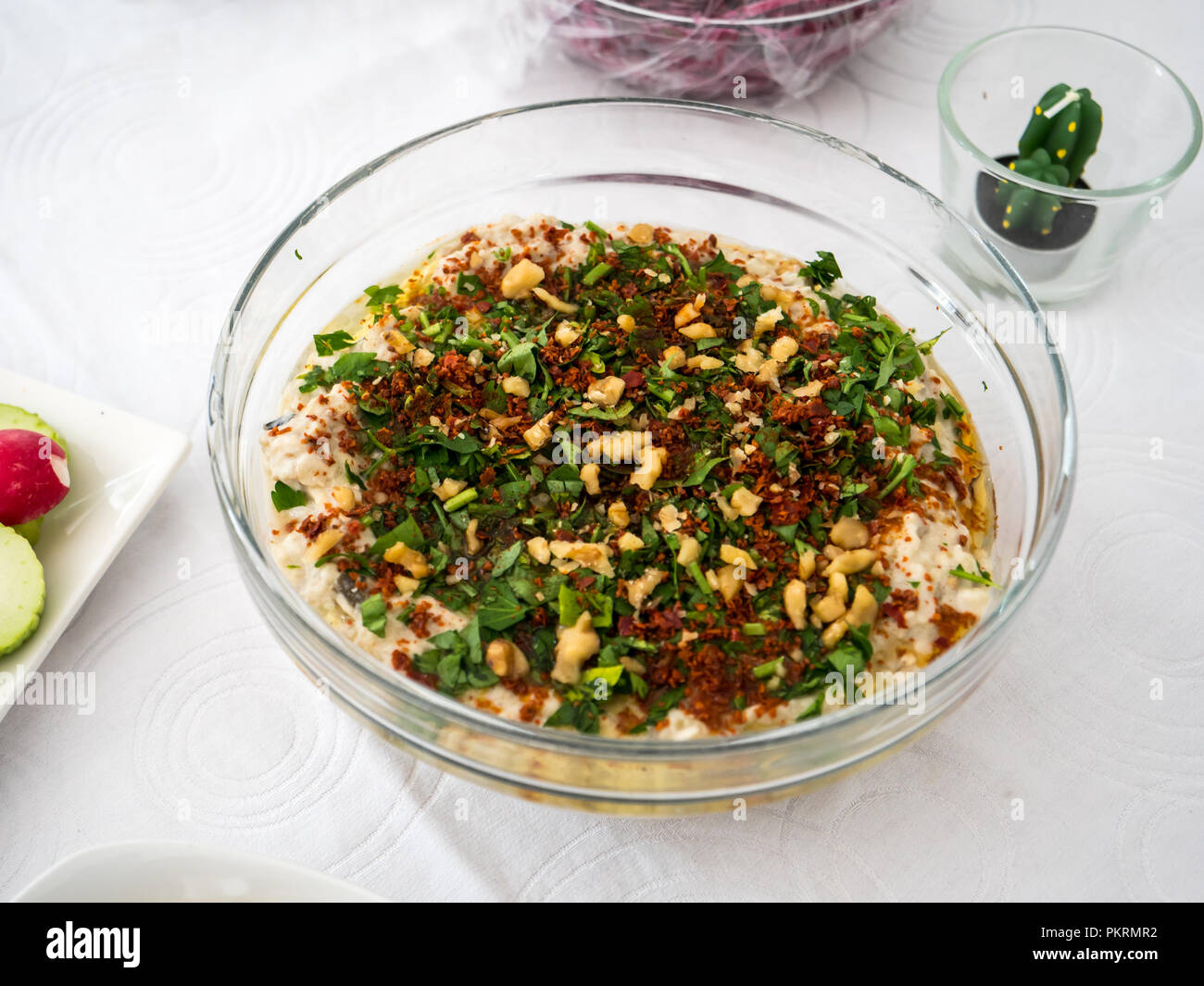 A plate of mutabbal, an famous arabic food from Lebanon Stock Photo