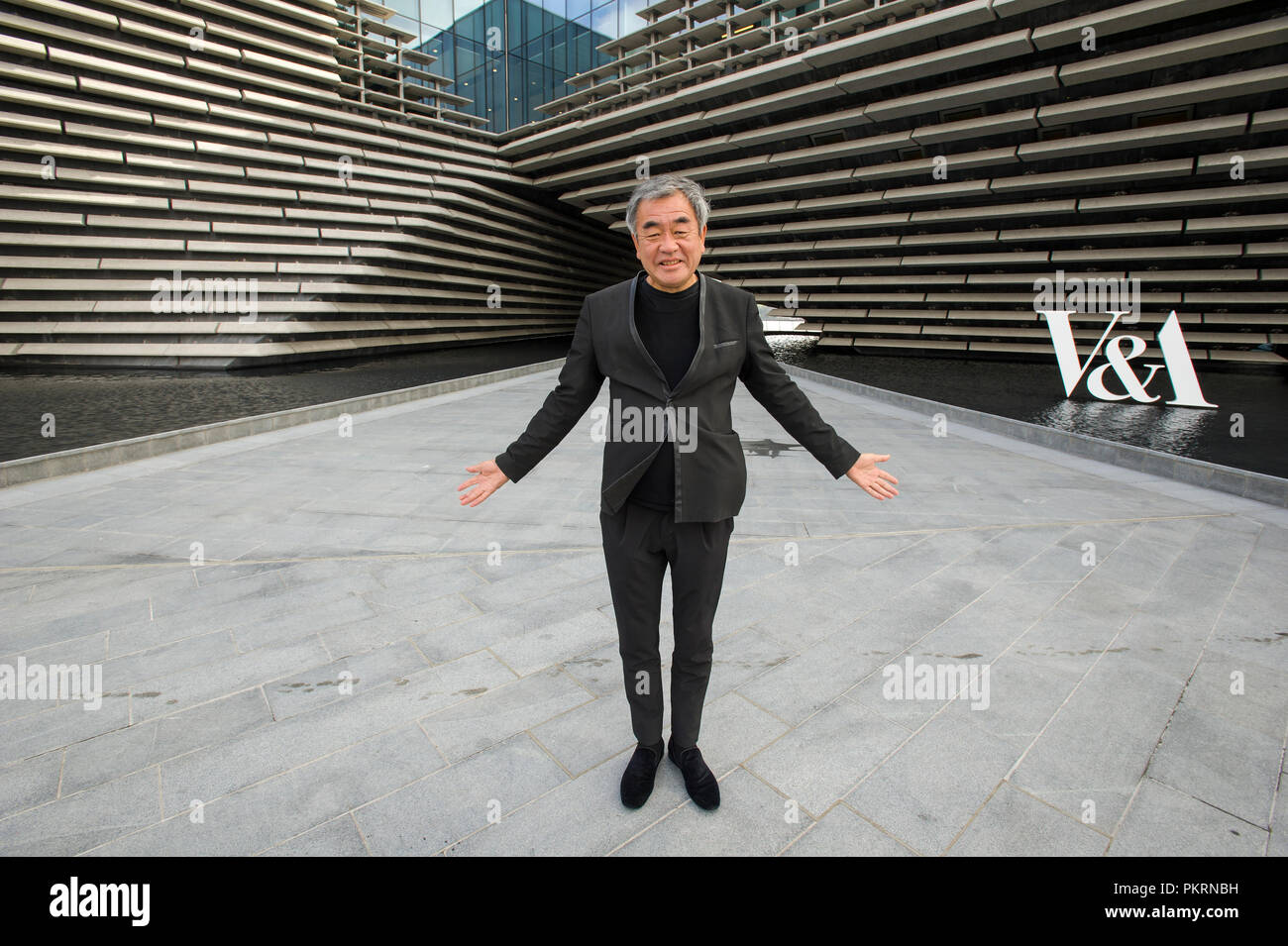 Japanese architect Kengo Kuma pictured outside the V & A design museum, Dundee, Scotland. Stock Photo