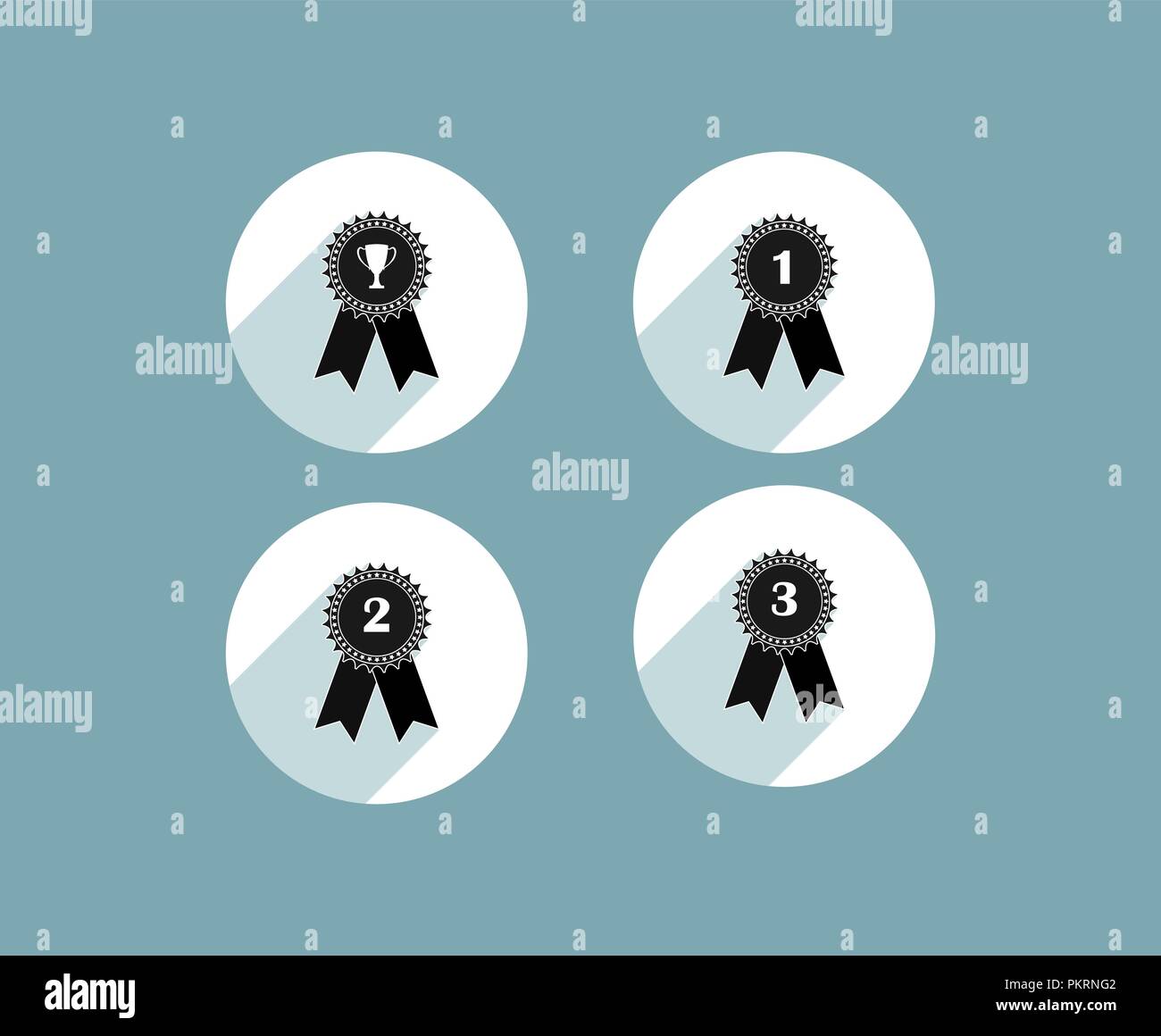Set of round icons with medals, flat image, long shadow Stock Vector ...