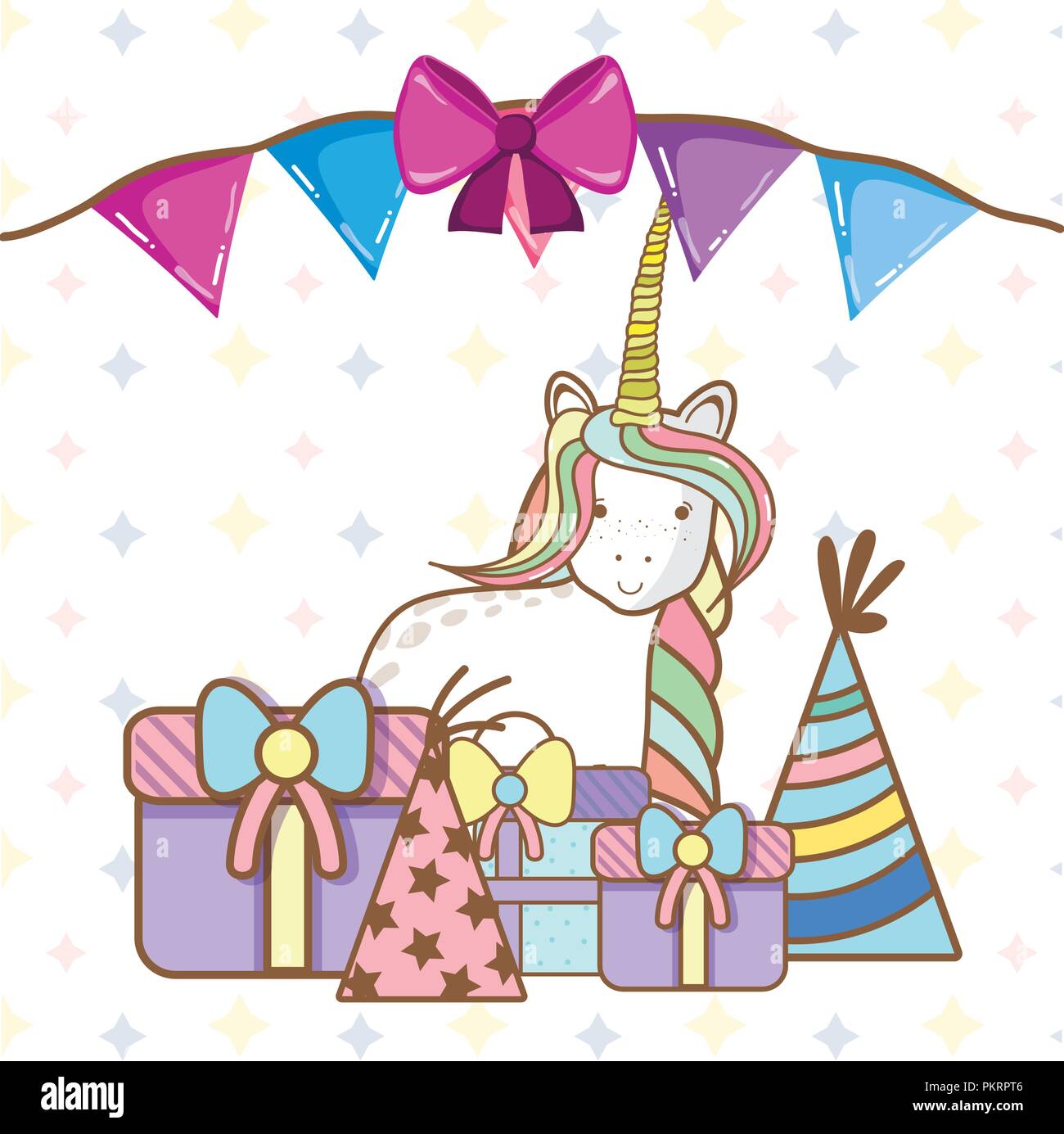 Birthday Party Unicorn Party Cartoons Stock Vector Image Art Alamy
