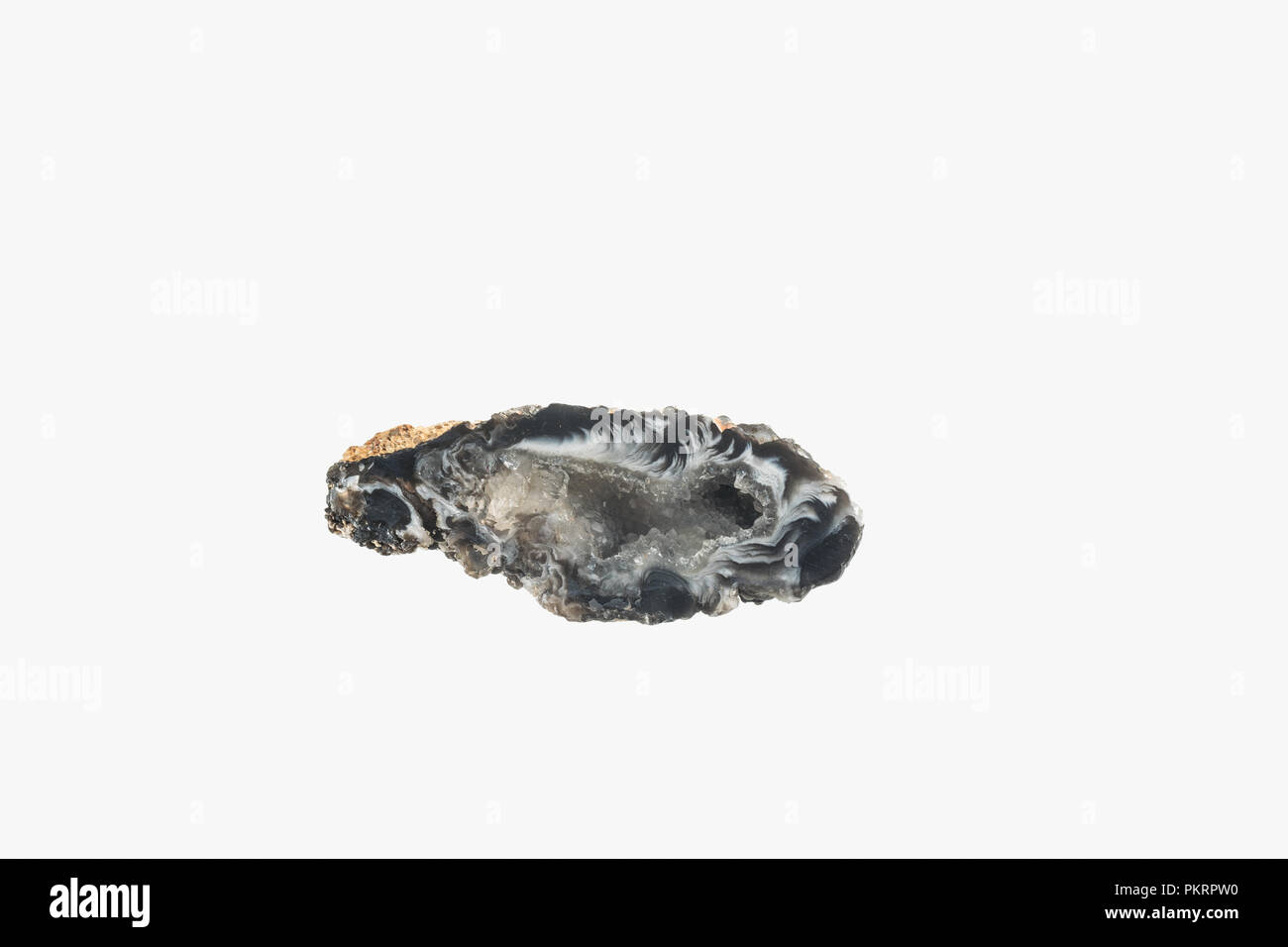 Little Chalcedony stone geode isolated Stock Photo