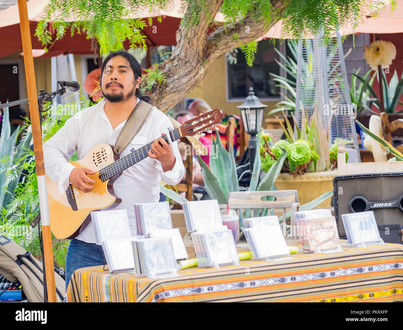 San Diego, AUG 2: People costume in ancient style performaning music art in the historical old town on AUG 2, 2014 at San Diego, California Stock Photo