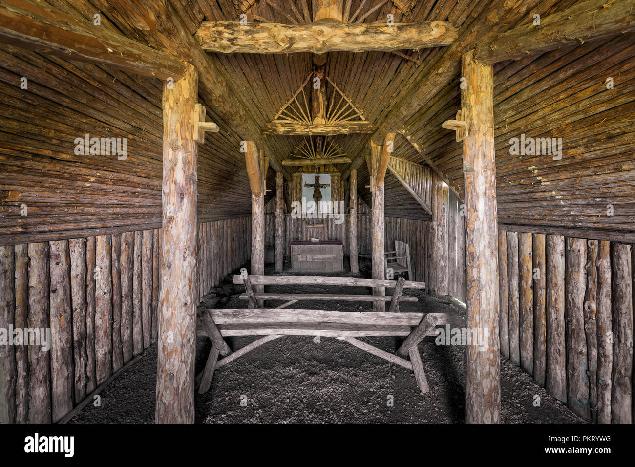 Interior of a Viking church at Norstead, a reconstruction of a Viking