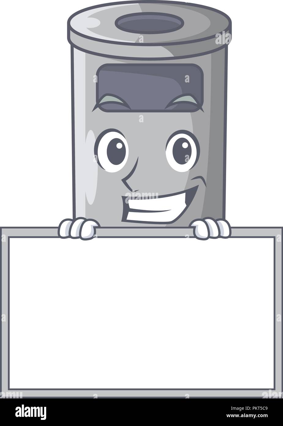 Grinning with board steel trash can with lid cartoon Stock Vector Image ...