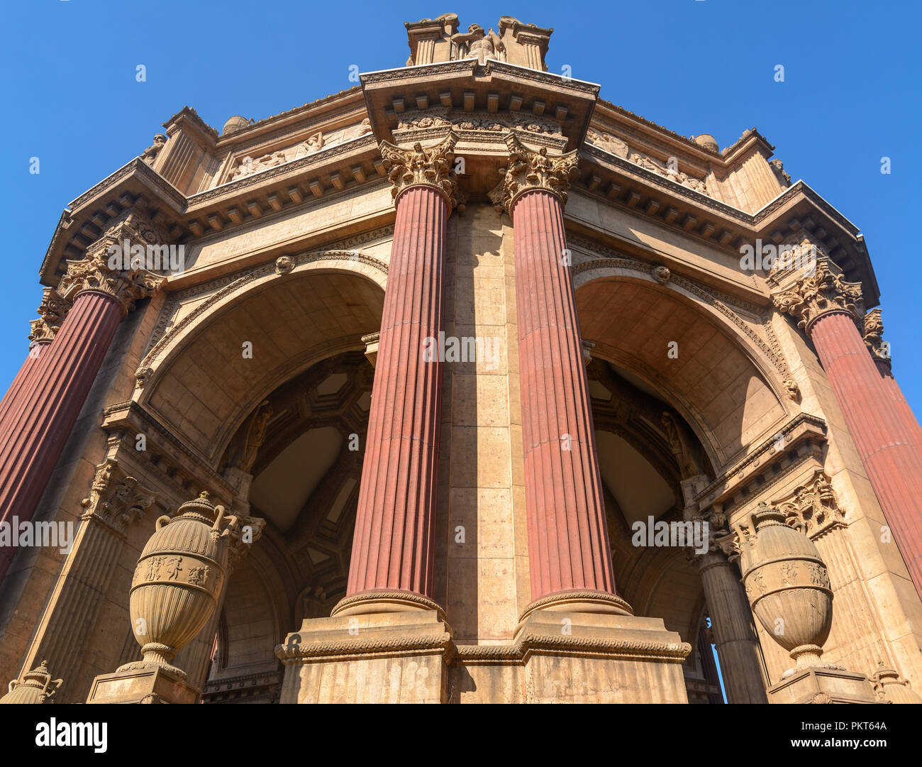 The Exterior Detail Of The Large White Dome Of The Palace Of Fine Arts Theatre In San Francisco Stock Photo
