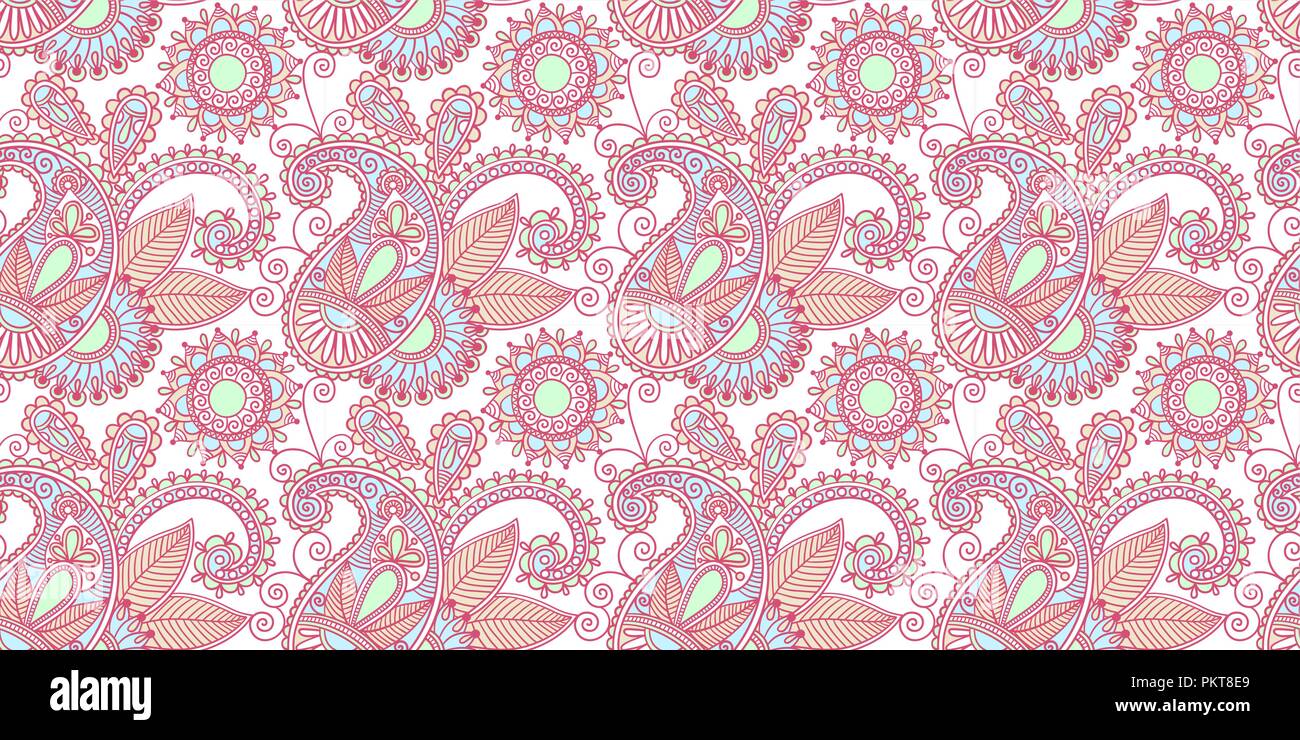 decorative flower seamless pattern, paisley indian design vector ...