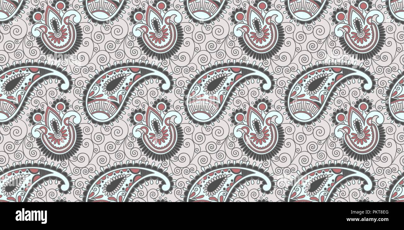 flower seamless pattern, paisley indian design Stock Vector