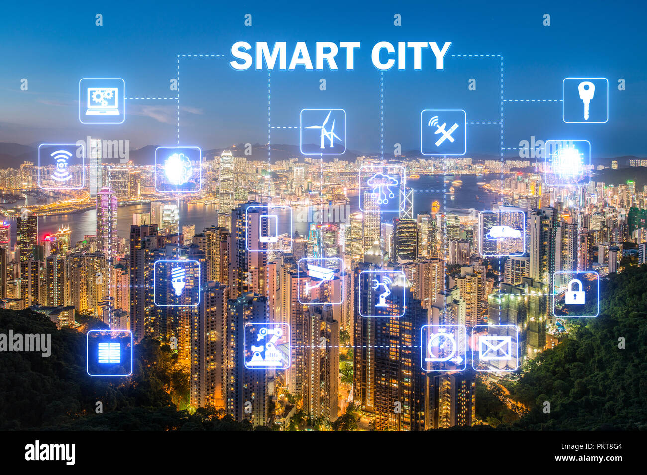 Concept of smart city and internet of things Stock Photo - Alamy