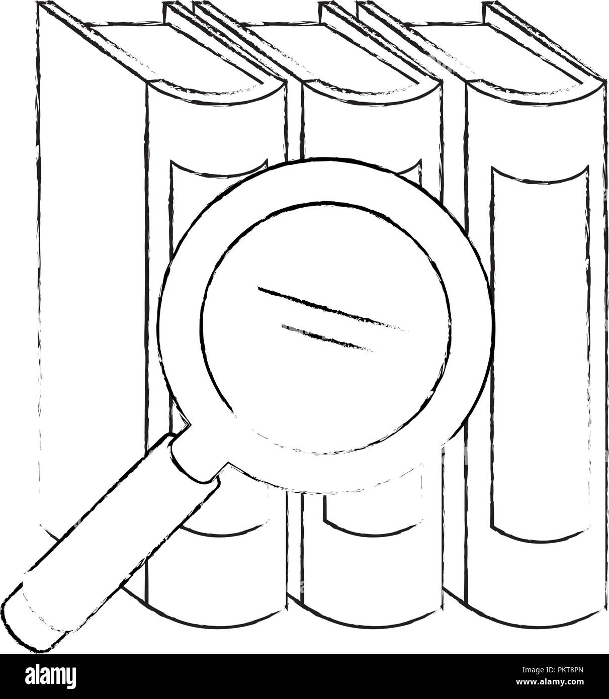 pile text books with magnifying glass Stock Vector Image & Art - Alamy