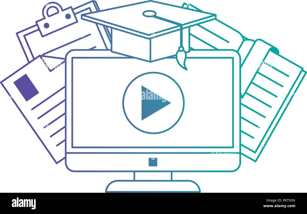 computer with elearning icons Stock Vector Image & Art - Alamy