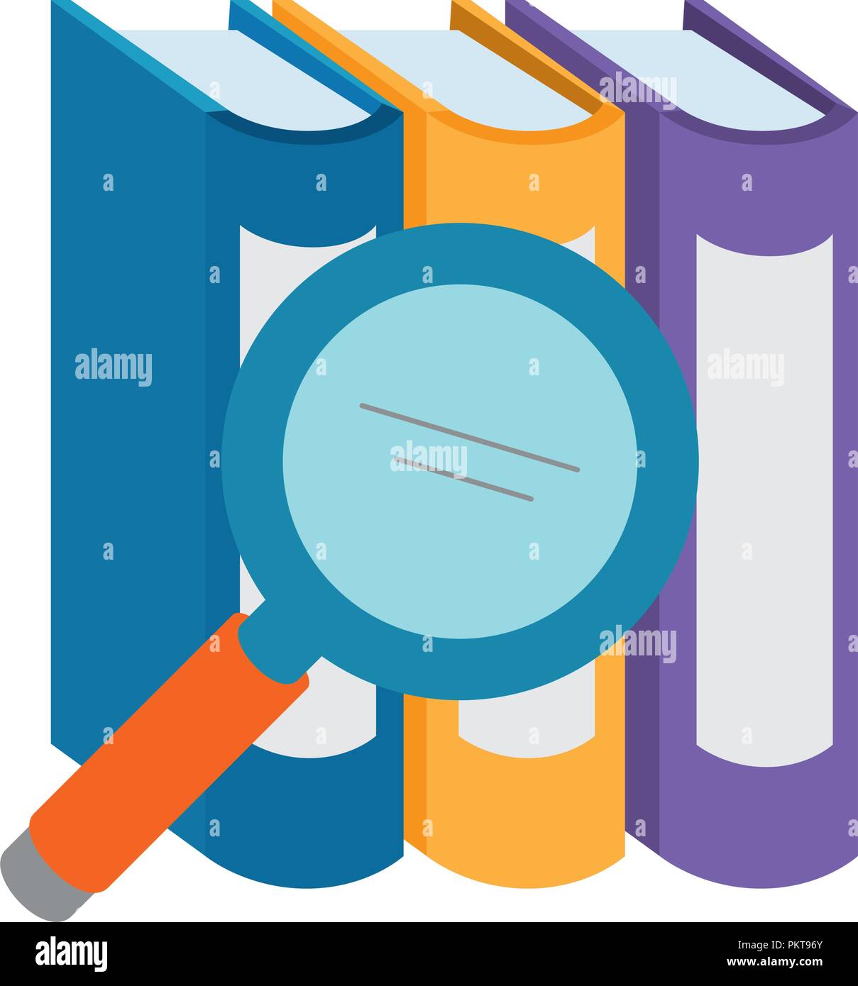 pile text books with magnifying glass Stock Vector Image & Art - Alamy