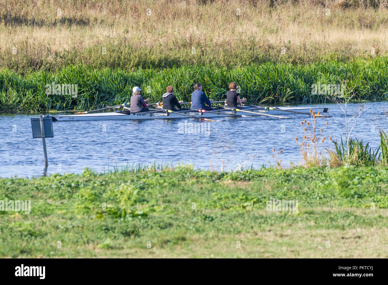 Northampton. U.K. Weather. 15th September 2018. Members of the Northampton Rowing club out on ther River Nene this morning in the bright sunny cool weather. Credit: Keith J Smith./Alamy Live News Stock Photo