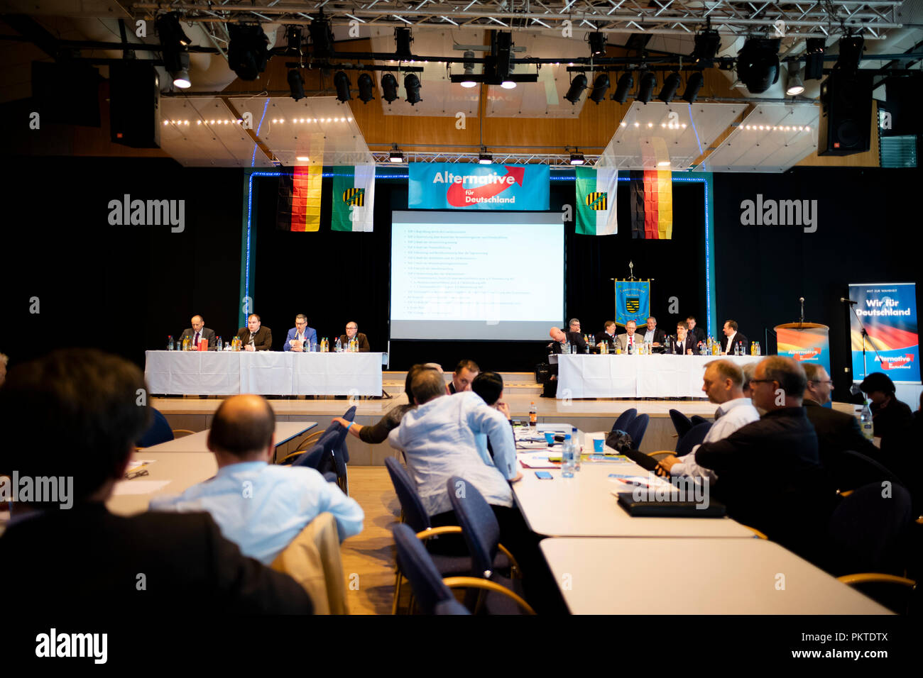Markneukirchen, Saxony. 15th Sep, 2018. A view through the ranks of the state party conference of the AfD Saxony. Credit: Alexander Prautzsch/dpa/Alamy Live News Stock Photo