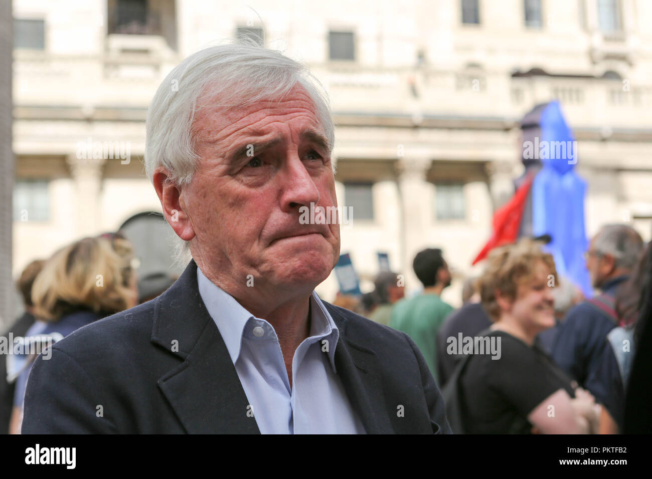 London, UK. 15th Sept, 2018. Shadow Chancellor John McDonnell. Ten years since the collapse of Lehman Brothers Bank, protesters and speakers hold a protest to ask what has changed since in the financial sector. Credit: Penelope Barritt/Alamy Live News Stock Photo